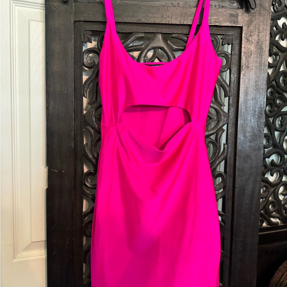 Fashion Nova Pink Ruched Sheath Dress